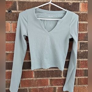 Hollister Women's Long Sleeve V-Neck Top - Sage
